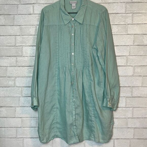 Soft Surroundings Linen Button Down Tunic 1X - Picture 1 of 5